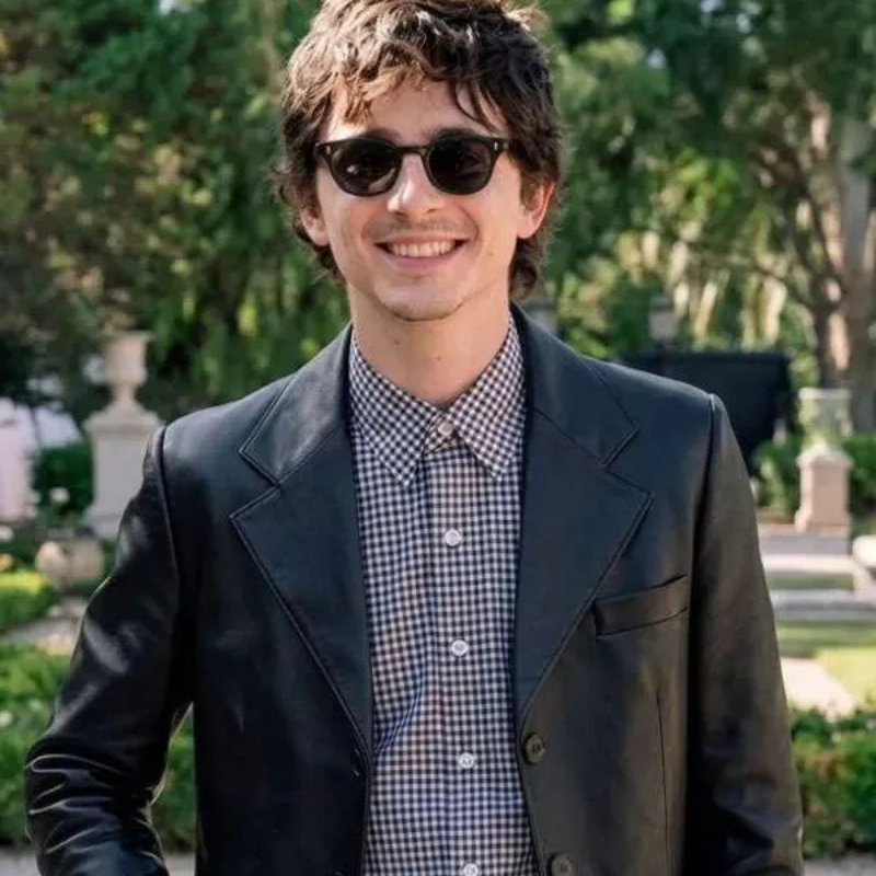 Timothee-Chalamet-Karl-Anthony-Towns-Wedding-Leather-Blazer Timothée Chalamet Karl-Anthony Towns Wedding Blazer - Image 1