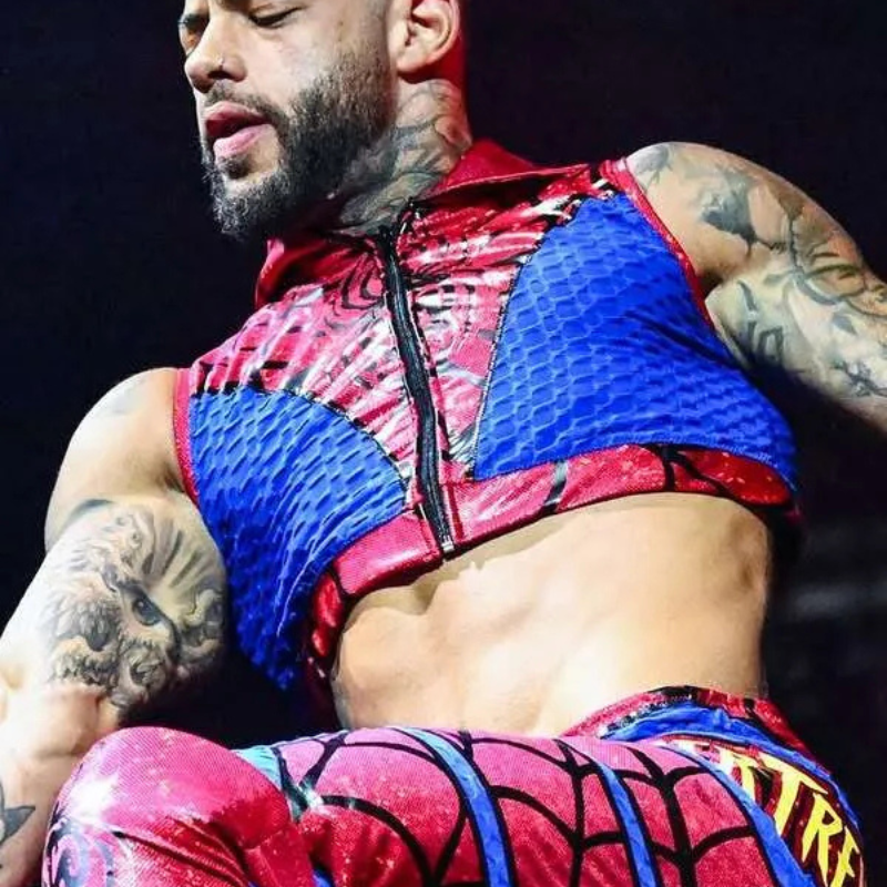 Trey-Miguel-2026-TNA-Lockdown-Spider-Man-Red-Blue-Hooded-Vest TNA Lockdown 2026 Trey Miguel Spider Man Vest - Image 1