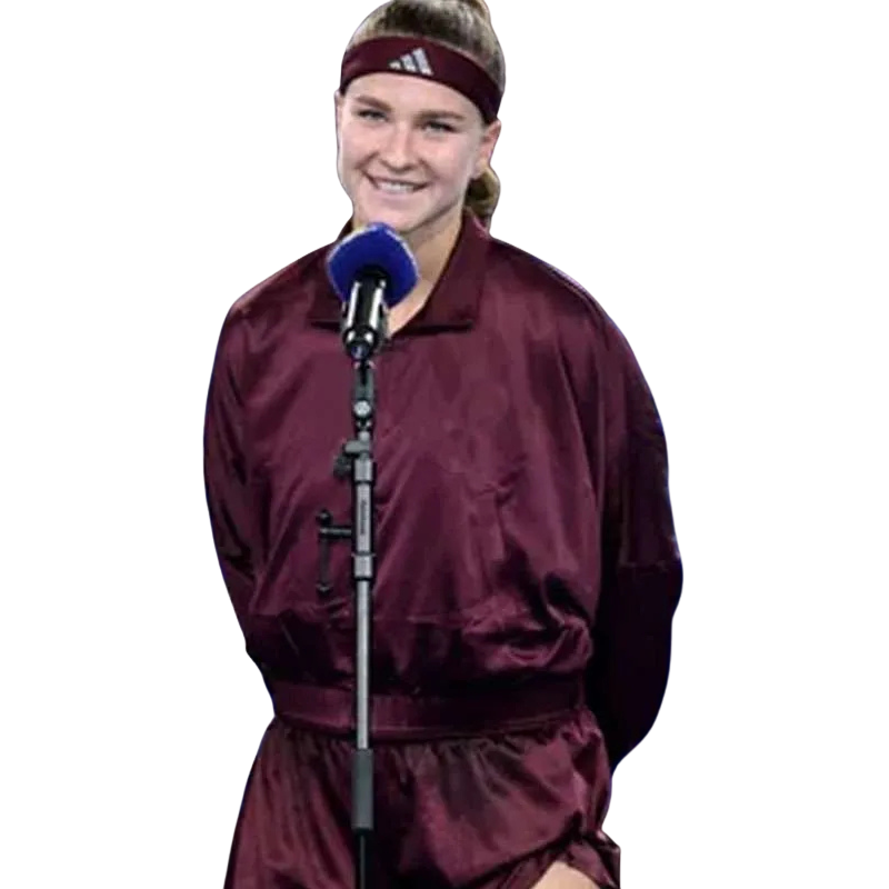 US-Open-Mixed-Doubles-Championship-Karolina-Muchova-Burgundy-Jacket Karolína Muchova 2026 US Open Jacket - Image 1