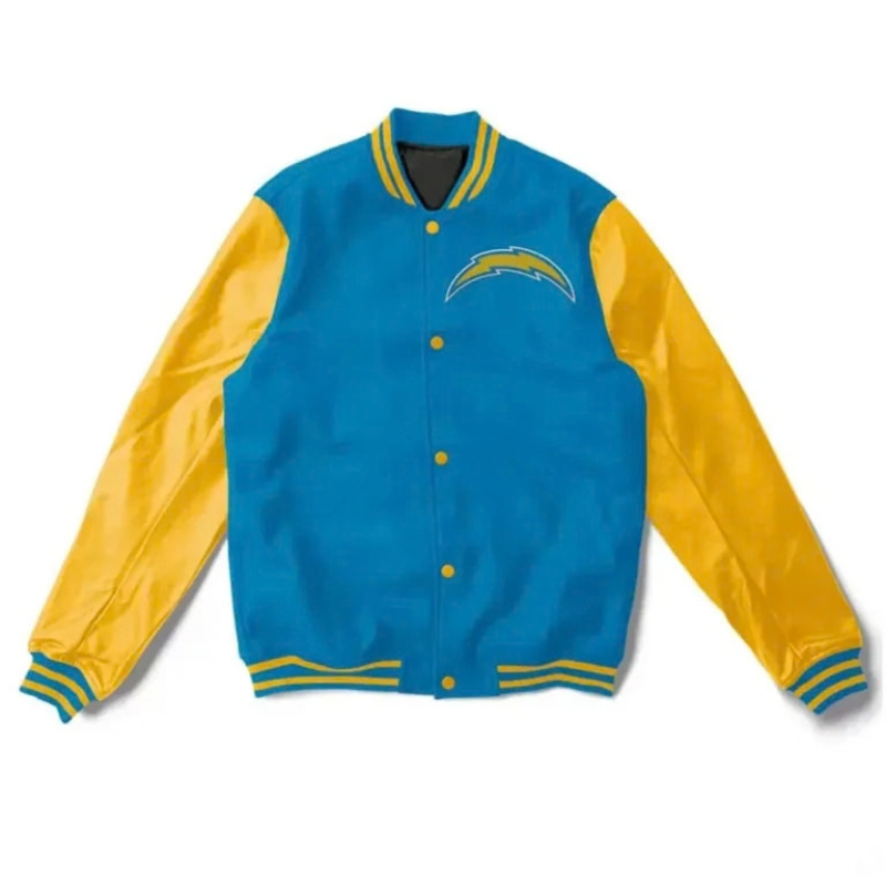 Varsity-LA-Chargers-Yellow-and-Light-Blue-Jacket-768x896 (1) Varsity LA Chargers Yellow and Light Blue Jacket - Image 1