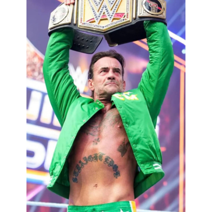 WWE CM PUNK Minnesota North Stars Green Jacket