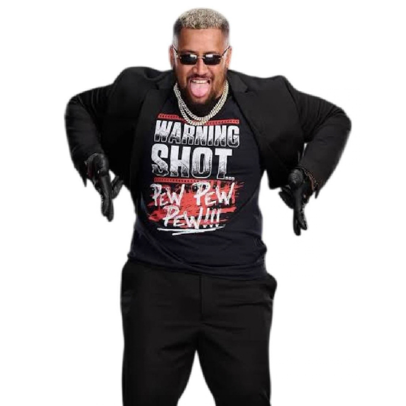 WWE-Solo-Sikoa-Warning-Shot-Pew-Pew-Pew-Black-Shirt-1 Solo Sikoa Warning Shot Pew Pew Pew Black Shirt - Image 1