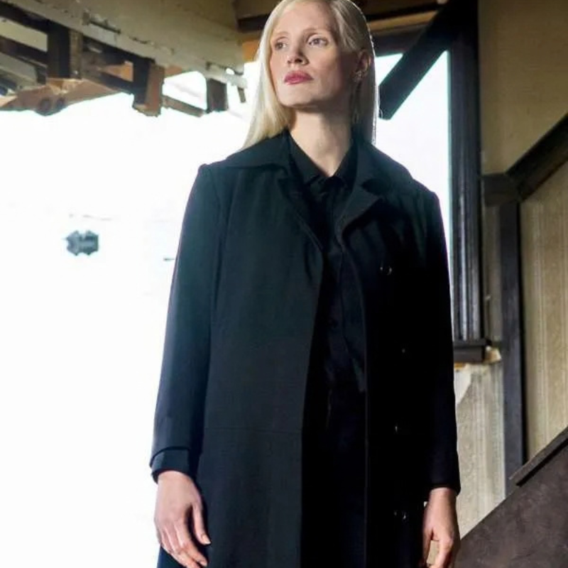 X-Men-Dark-Phoenix-Jessica-Chastain-Black-Trench-Coat Jessica Chastain X-Men Dark Phoenix Black Coat - Image 1