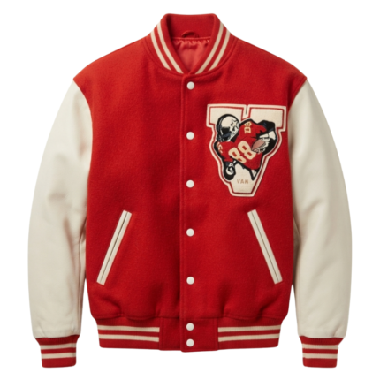 Kids Michael 2026 Jaafar Jackson Jacket front view in red and white