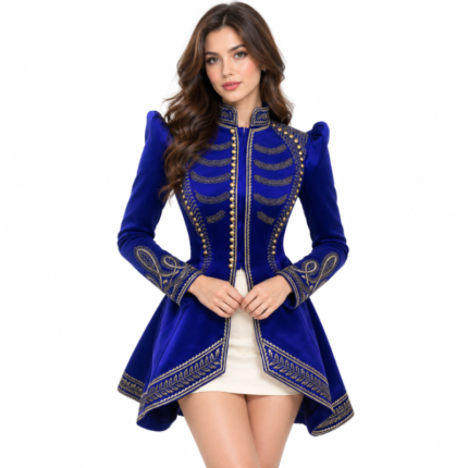 Lady Gaga Zombieboy Blue Bustle Coat front view