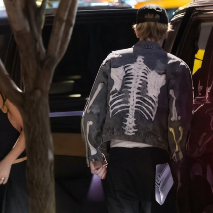 Machine Gun Kelly Denim Skeleton Jacket back view