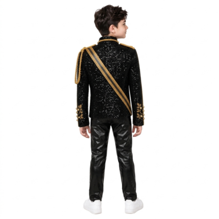 Michael Jackson Military Sequin Kids Jacket back model view