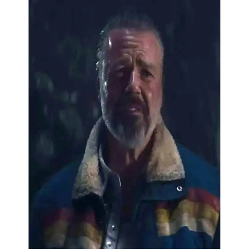 All-Night-Wrong-2026-Tyler-Labine-Blue-Horizontal-Rainbow-Stripes-Jacket-Closeup (1) All Night Wrong Tyler Labine Jacket - Image 1