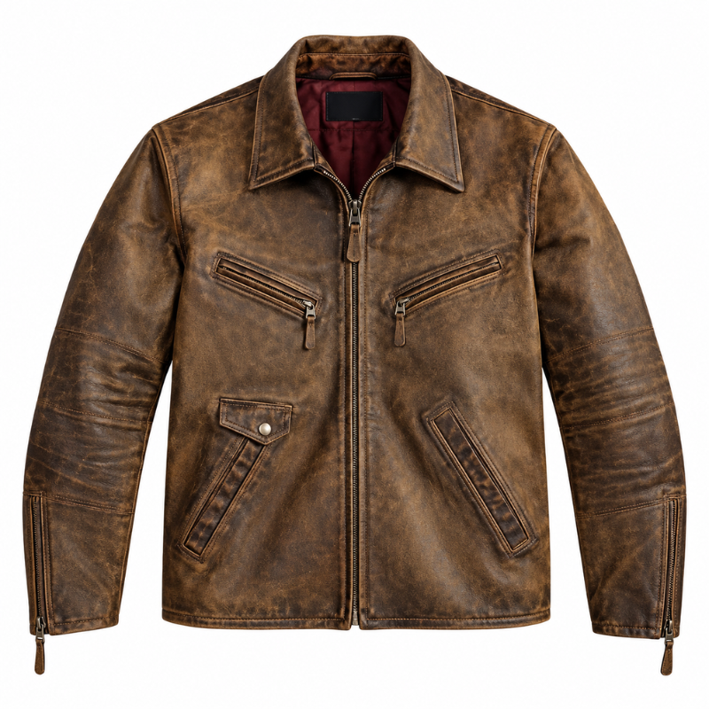 Enzo-accardi-the-housemaids-secret-vintage-brown-jacket Enzo Accardi The Housemaid's Secret vintage brown jacket front view with zippered chest pockets