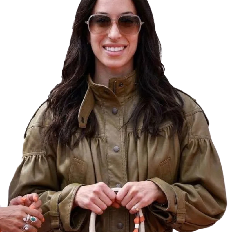 French-Open-Tennis-2026-Ines-de-Ramon-Oversized-Green-Leather-Jacket French Open 2026 Ines de Ramon Green Leather Jacket - Image 1