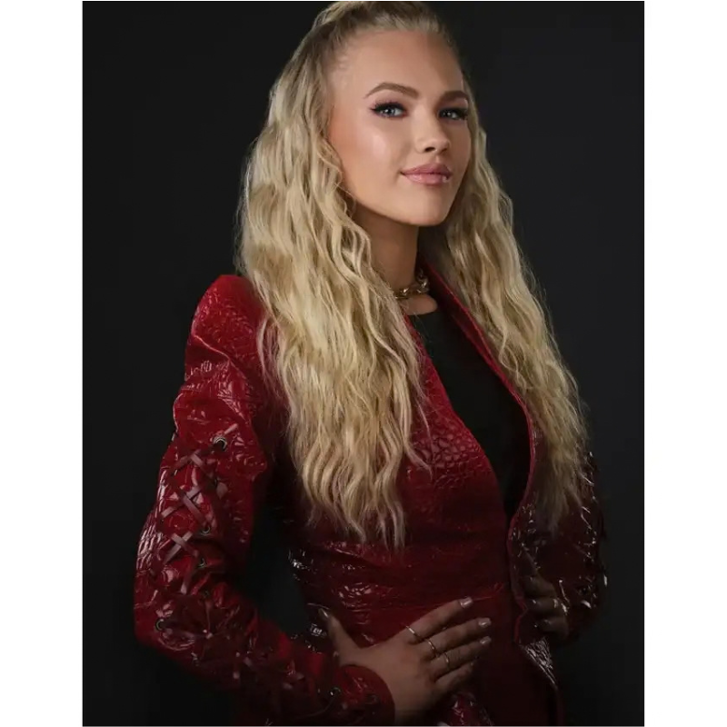 Freya-Skye-Zombies-Worlds-Collide-Tour-Red-Leather-Jacket-Right Freya Skye Zombies Worlds Collide Tour Red Leather Jacket - Image 1