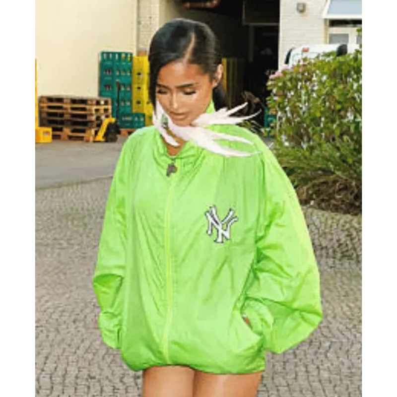 Germany-Street-Style-Tyla-New-York-Yankees-Green-Jacket-Right Tyla NY Yankees Green Jacket - Image 1