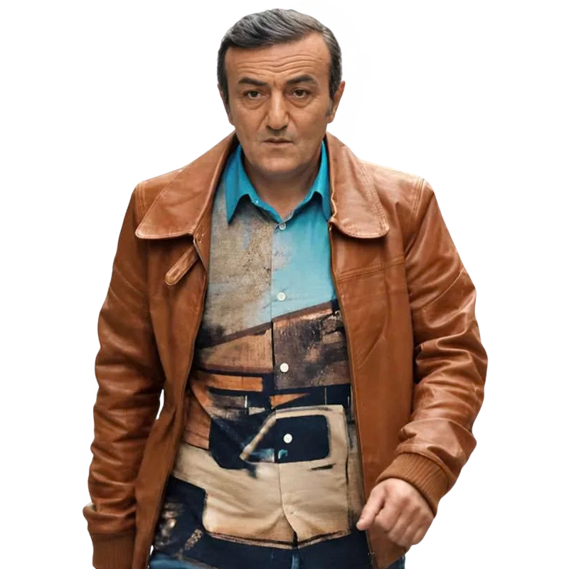 Gorkem-Sevindik-Money-Trap-The-Karun-Treasure-Tan-Leather-Jacket Money Trap The Karun Treasure Gorkem Sevindik Leather Jacket - Image 1