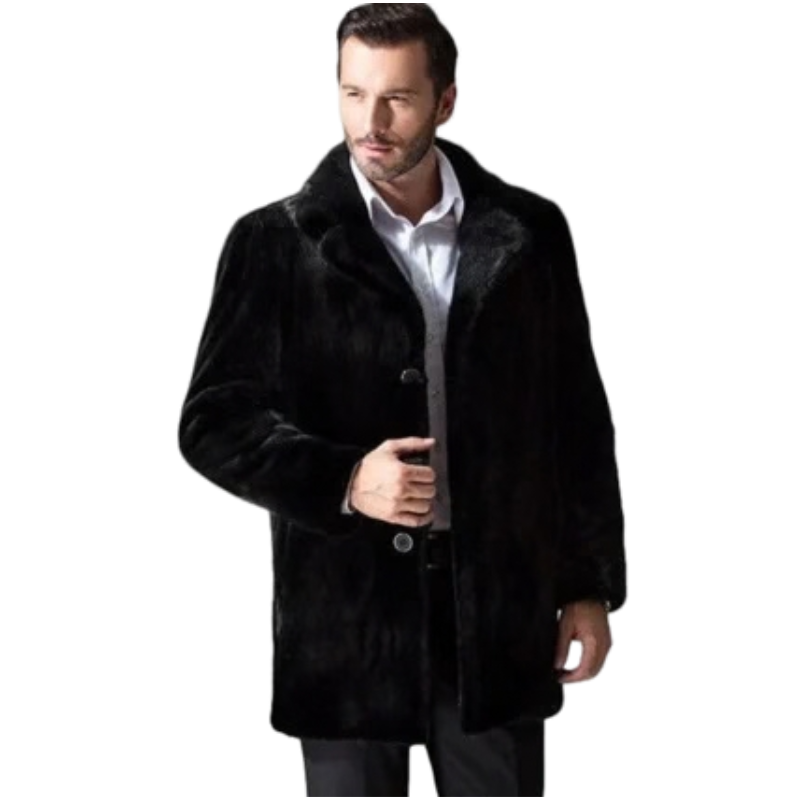 Mens-Black-Mink-Fur-Classic-Warm-Winter-Coat-front-350x425 Mens Black Mink Fur Classic Warm Winter Coat - Image 1
