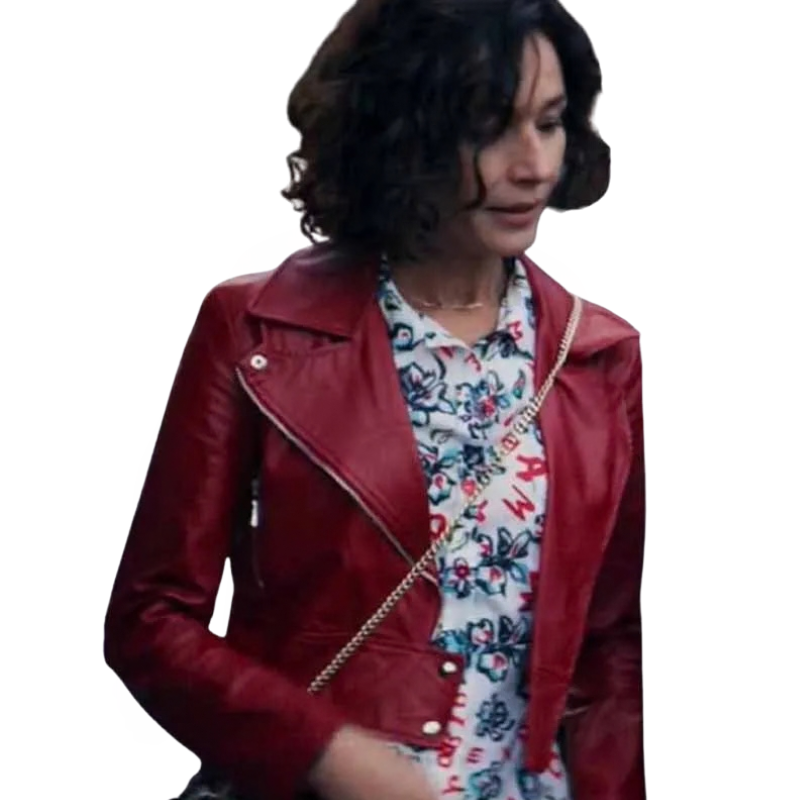 Nicole-Grimaudo-Solo-Mio-2026-Red-Leather-Jacket Nicole Grimaudo Solo Mio 2026 Red Leather Jacket - Image 1