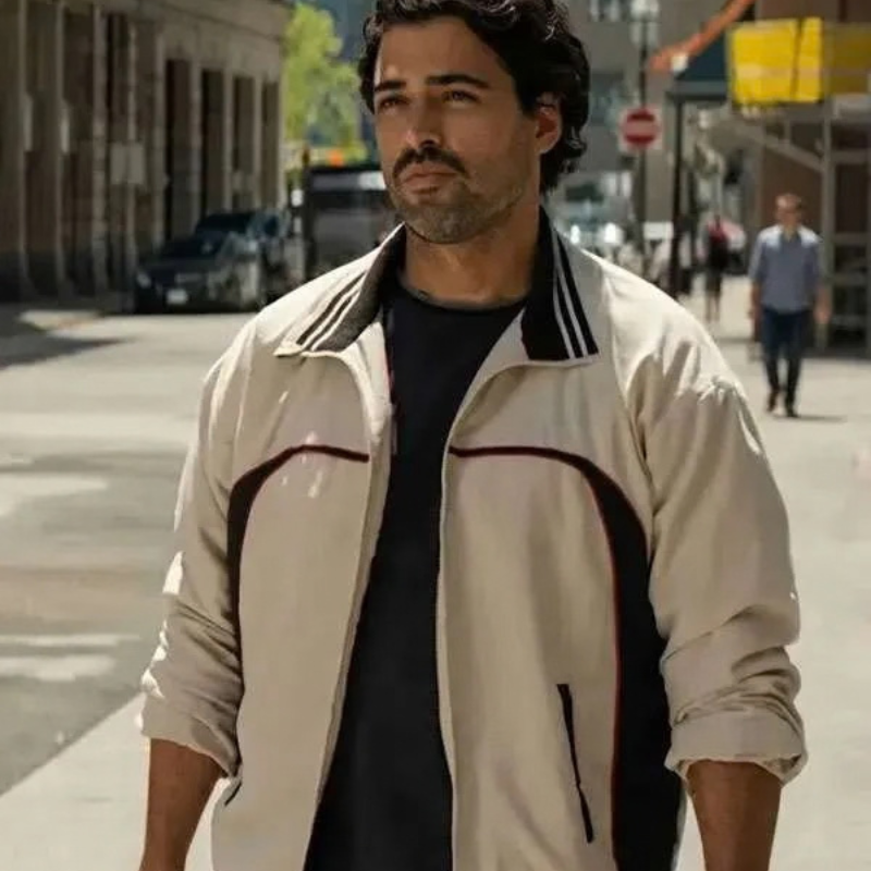 Reacher-Season-04-Joel-Labelle-Beige-Track-Jacket Reacher S04 Joel Labelle Track Jacket - Image 1