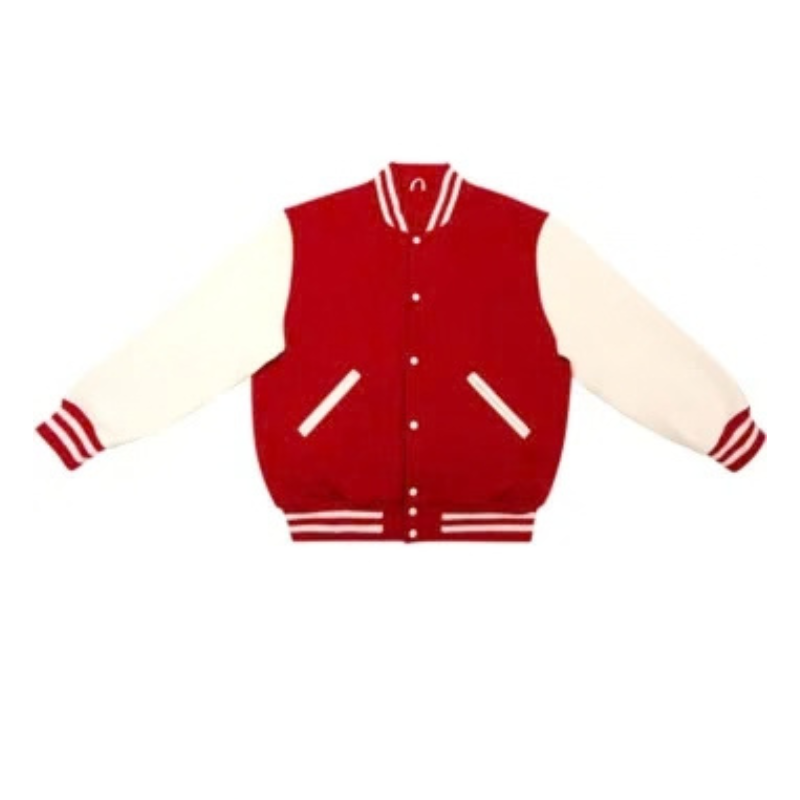 Red-and-White-Varsity-Letterman-Red-Jacket-Back-350x425 Red and White Varsity Letterman Jacket - Image 1