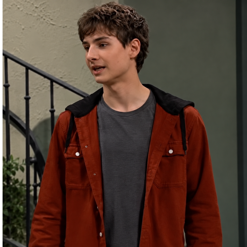 Rocco-falconeri-general-hospital-hooded-shirt Rocco Falconeri General Hospital Rust Red Hooded Shirt with Black Hood