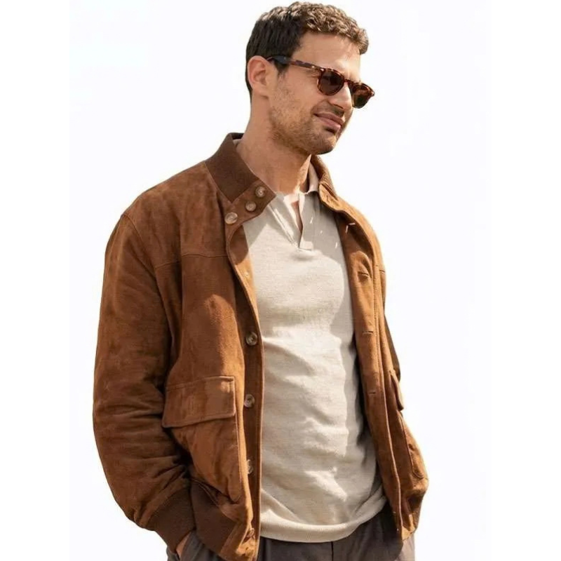 The-Gentlemen-S02-Eddie-Horniman-Brown-Suede-Leather-Jacket The Gentlemen S02 Eddie Horniman Suede Leather Jacket - Image 1