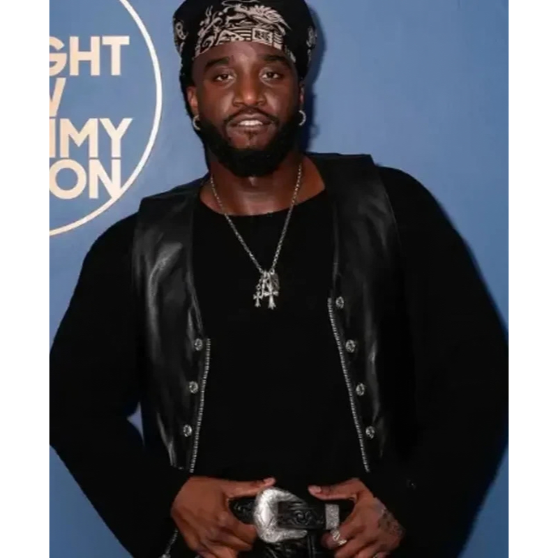 The-Tonight-Show-Shaboozey-Leather-Vest-659x800 The Tonight Show Shaboozey Leather Vest - Image 1