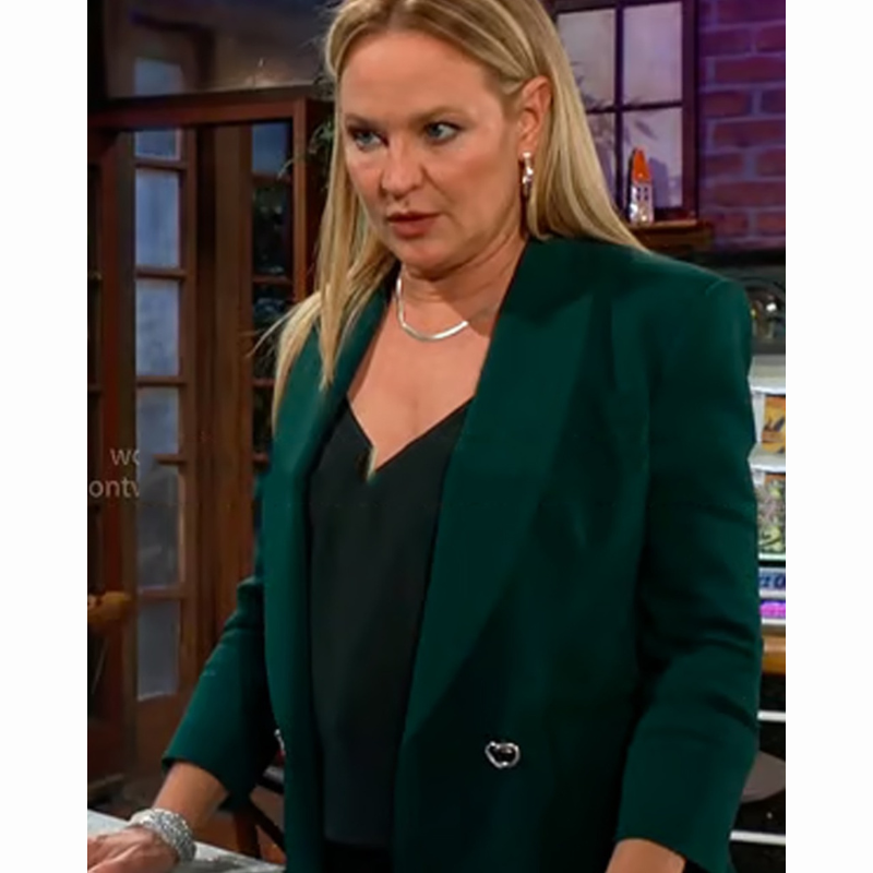 The-Young-And-The-Restless-Sharon-Newman-Dark-Green-Blazer Sharon Newman wearing a dark green blazer from The Young and the Restless