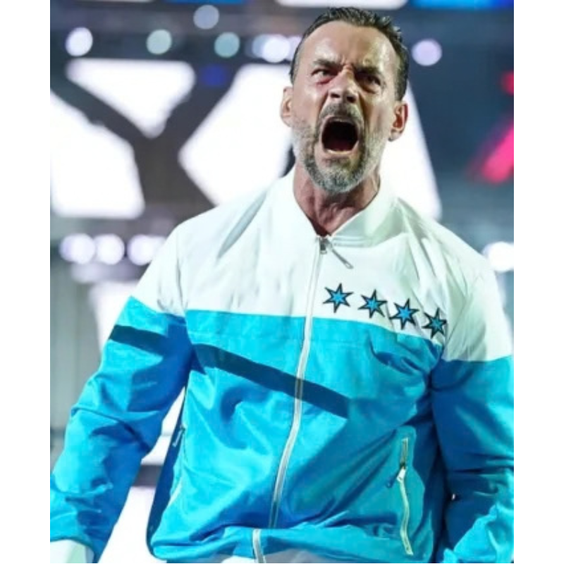 WWE-SummerSlam-CM-Punk-Blue-Jacket-350x425 WWE SummerSlam CM Punk Fanstatic Four Jacket - Image 1