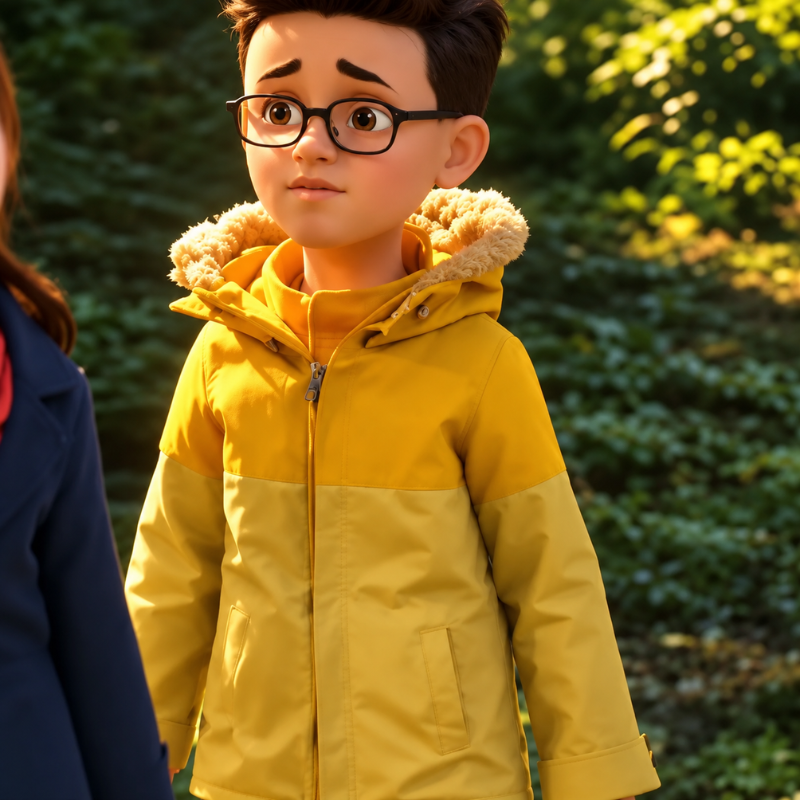 Wildwood-2026-kids-yellow-parka-jacket Wildwood Curtis Kids Yellow Parka Jacket worn by a boy with glasses outdoors
