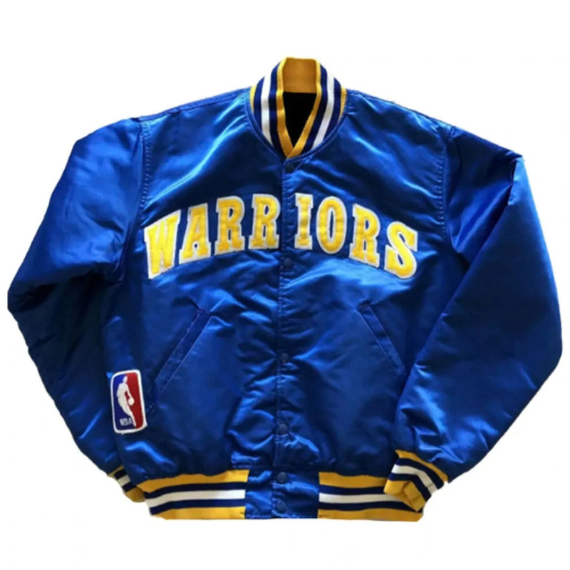 golden-state-warriors-90s-satin-jacket Golden State Warriors 90s NBA Royal Satin Jacket - Image 1