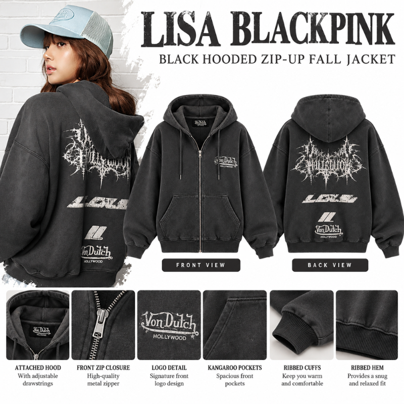 Lisa Blackpink Jacket | Hooded Fall Style | Ensured Fashion